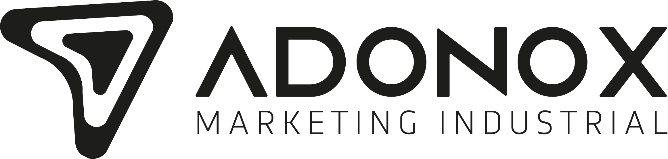 Imagotipo versión en negro de la agencia de marketing industrial Adonox
